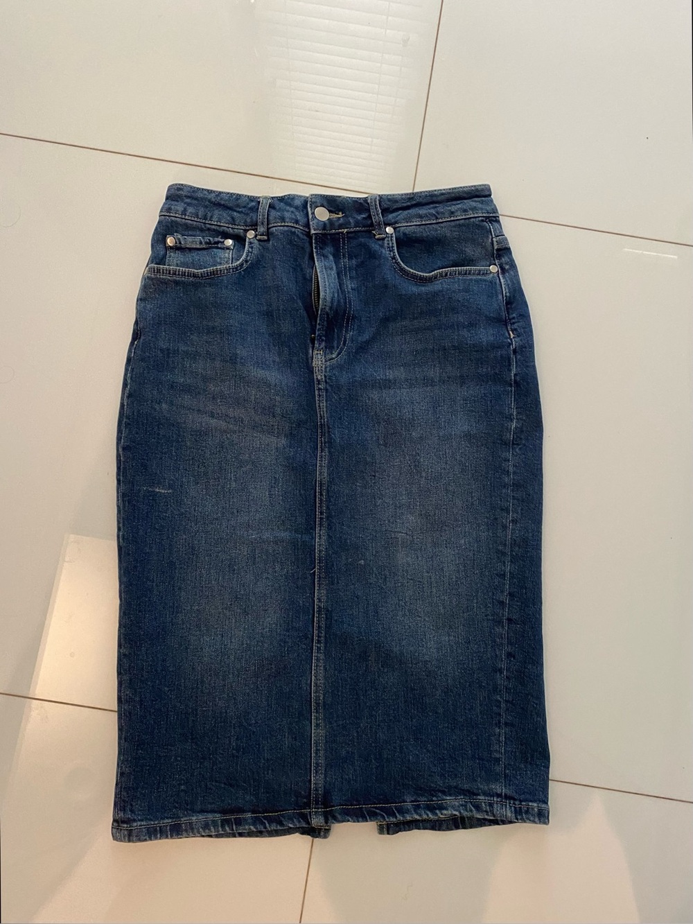Pilcro Dark Blue Denim Wash Skirt